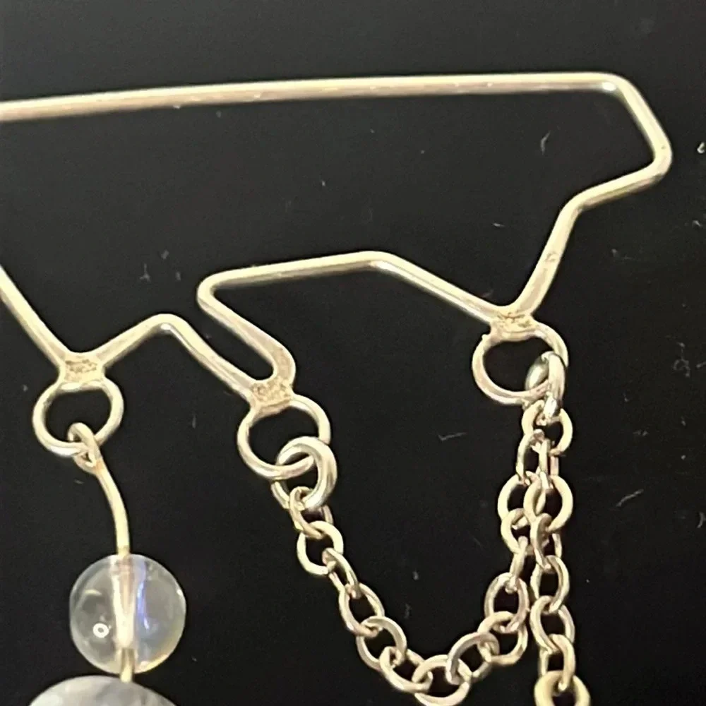 One‎ of a Kind Handmade Sterling Silver Blue Glass Bead Dangle Safety Pin Brooch